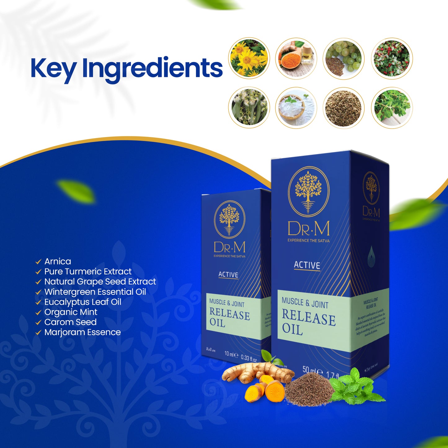 Dr. M Ayurvedic Active Muscle & Joint Triple Pack of 10 ML Each + Relief balm