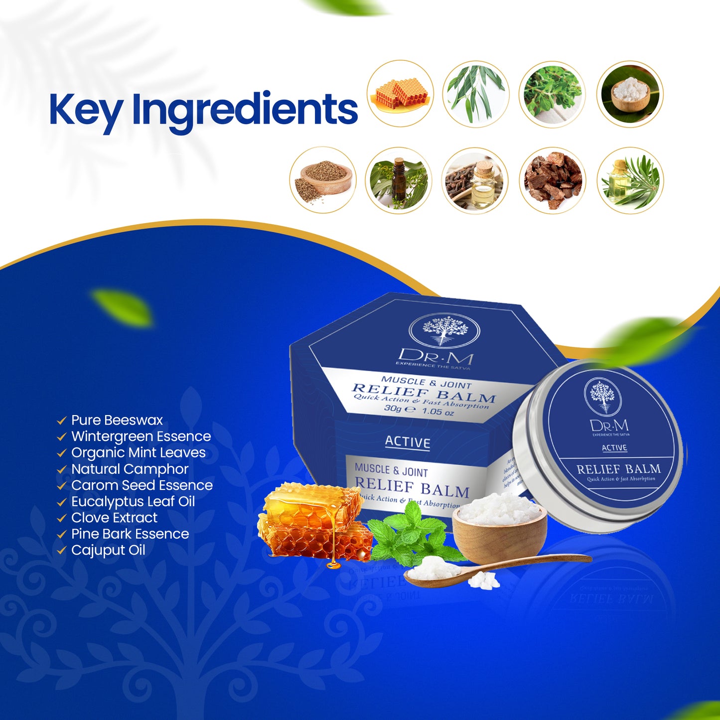 Dr. M Ayurvedic Active Muscle & Joint Triple Pack of 10 ML Each + Relief balm