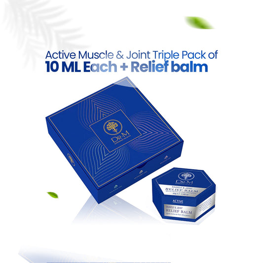 Dr. M Ayurvedic Active Muscle & Joint Triple Pack of 10 ML Each + Relief balm