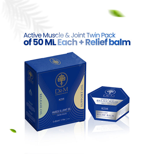 Ayurvedic Active Muscle & Joint Twin Pack of 50 ML Each + Relief balm